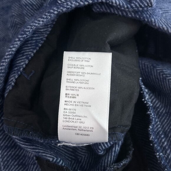 Urban Outfitters Herringbone Pleated Wide-Leg Trouser Pants Cotton Blue Women S - Picture 8 of 12